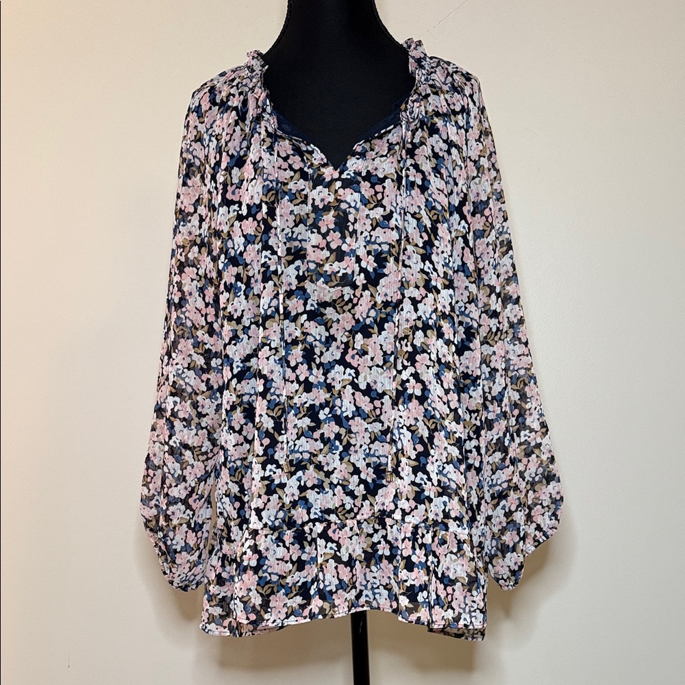 Tommy Hilfiger Floral Print Blouse - Pink and Navy NWOT‎
